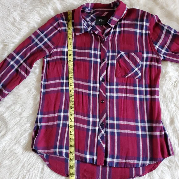 Rails Hunter Plaid Button-Down Shirt in Midnight Burgundy Size Medium - Picture 13 of 14